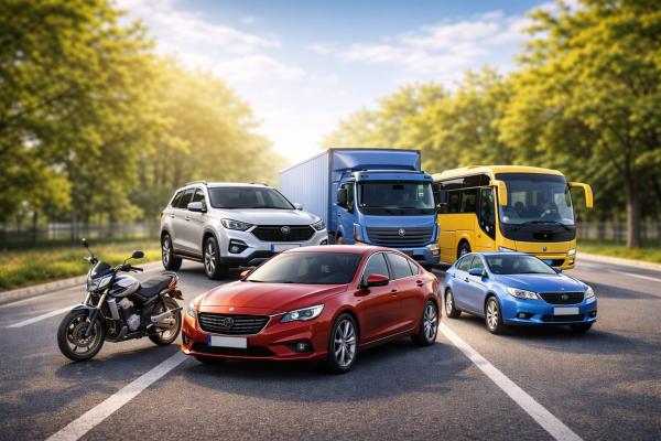 Dažādi transportlīdzekļi kā simbols vairākiem OCTA apdrošinātājiem Latvijā