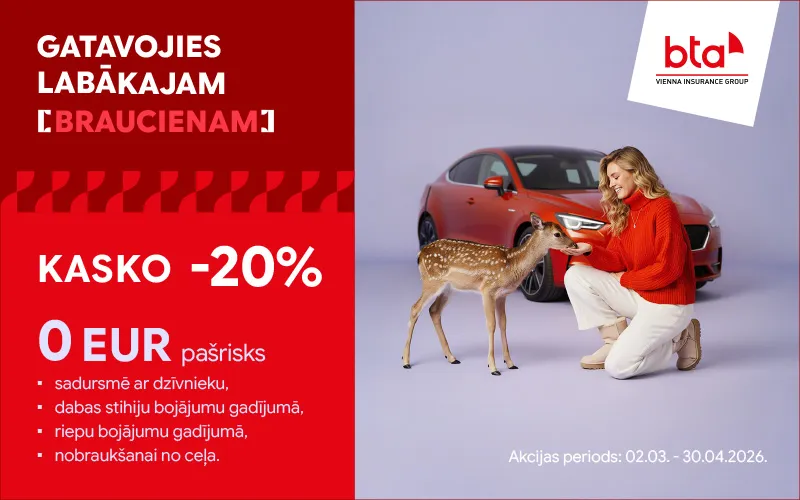 BTA akcijas atlaides KASKO jaunslēgumiem 20%