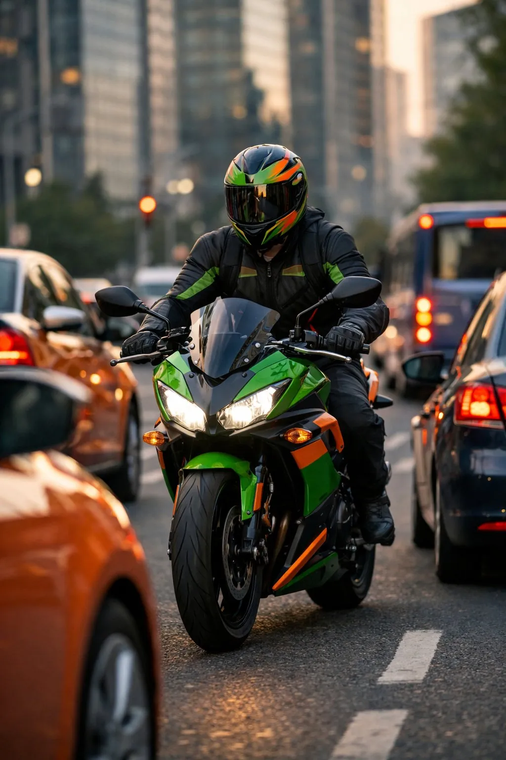 Motocikls pilsētas satiksmē starp automašīnām – ikdienas riski, kurus sedz KASKO apdrošināšana